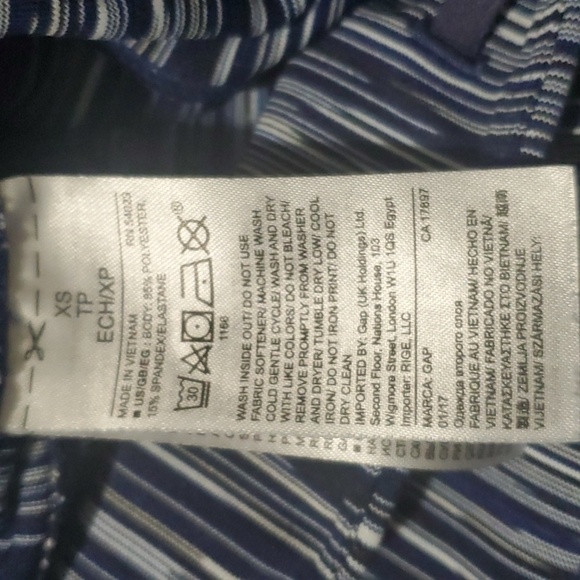 GapFit pants women's sz xs blue white abstract vertical lines activewear… - Picture 10 of 12